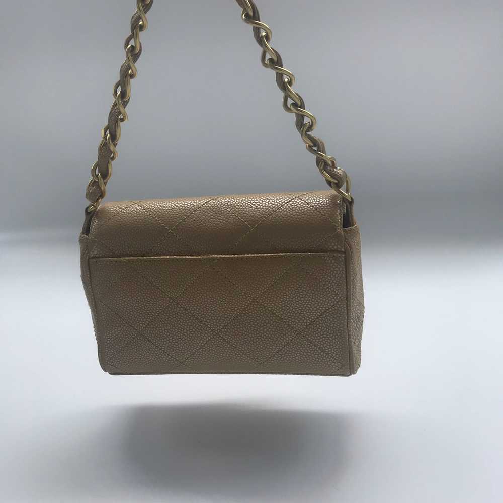 CHANEL Caviar Beige Quilted Mini Rectangular Flap… - image 2