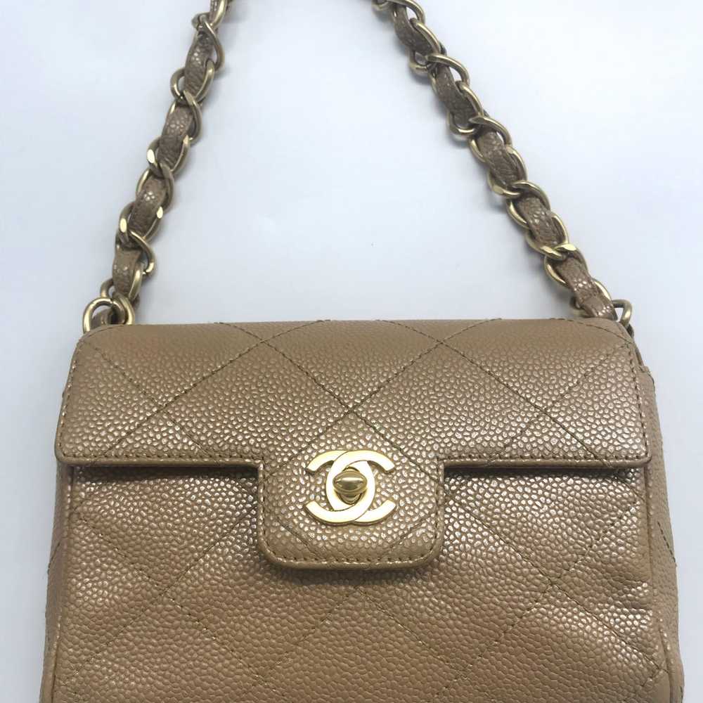 CHANEL Caviar Beige Quilted Mini Rectangular Flap… - image 3