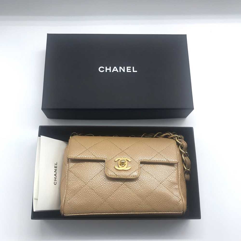 CHANEL Caviar Beige Quilted Mini Rectangular Flap… - image 6