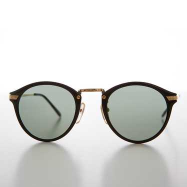 Round P3 Vintage Sunglass with Gold Temples and B… - image 1