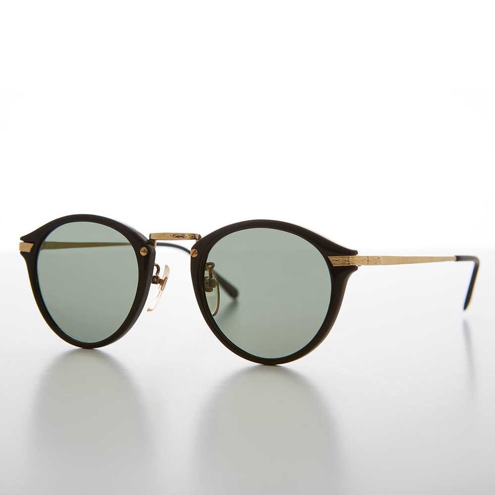 Round P3 Vintage Sunglass with Gold Temples and B… - image 2