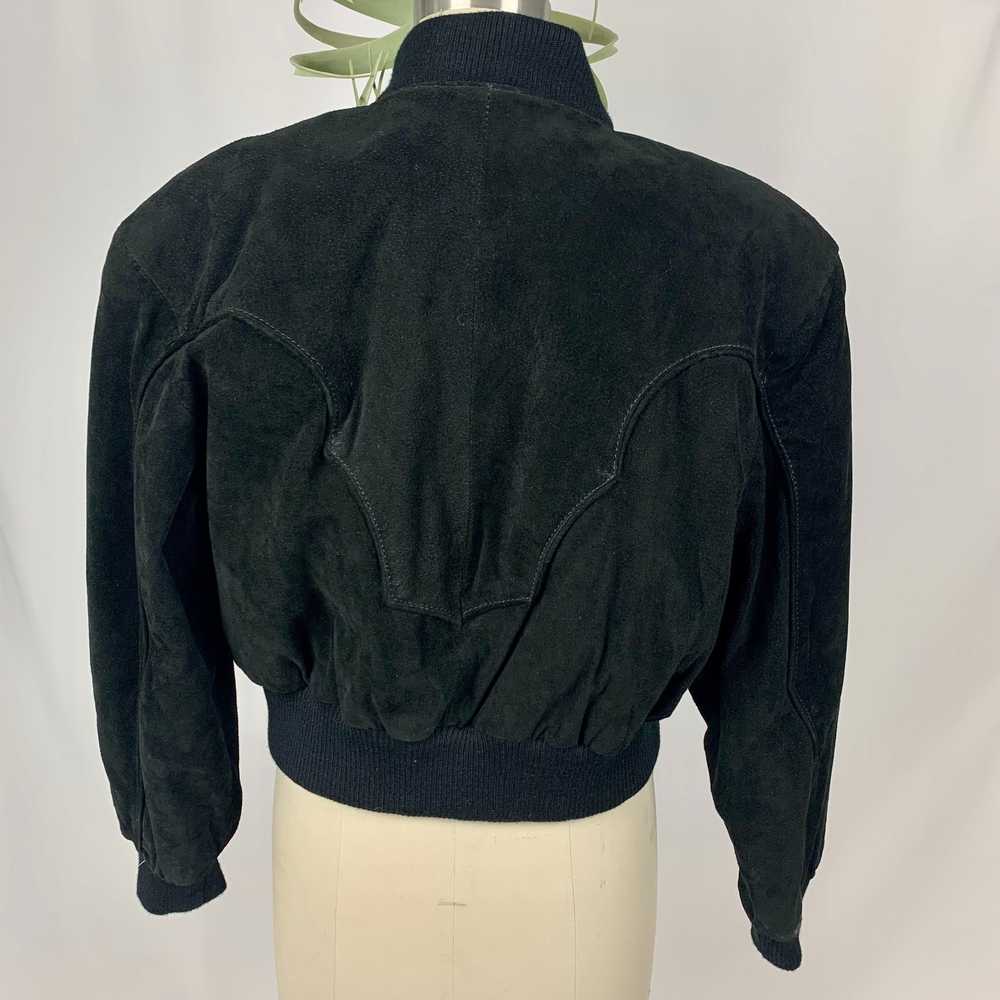 80s Chia Black Leather Bomber Jacket | Women’s si… - image 4