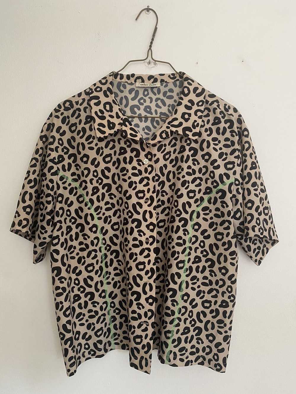 Sandy Liang Short Sleeve Leopard Print Shirt - image 1