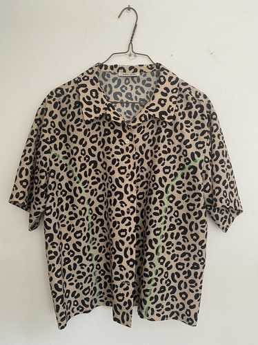 Sandy Liang Short Sleeve Leopard Print Shirt