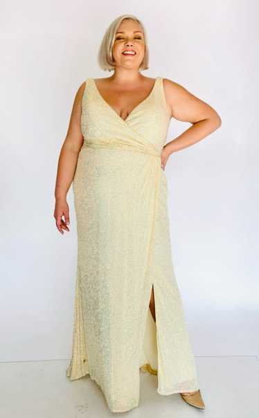 La Femme Curve Shimmery Champagne Colored Sequin G