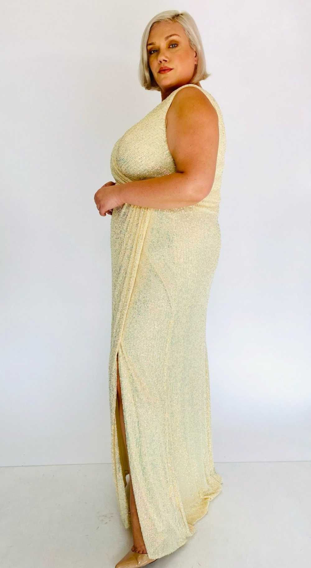 La Femme Curve Shimmery Champagne Colored Sequin … - image 3