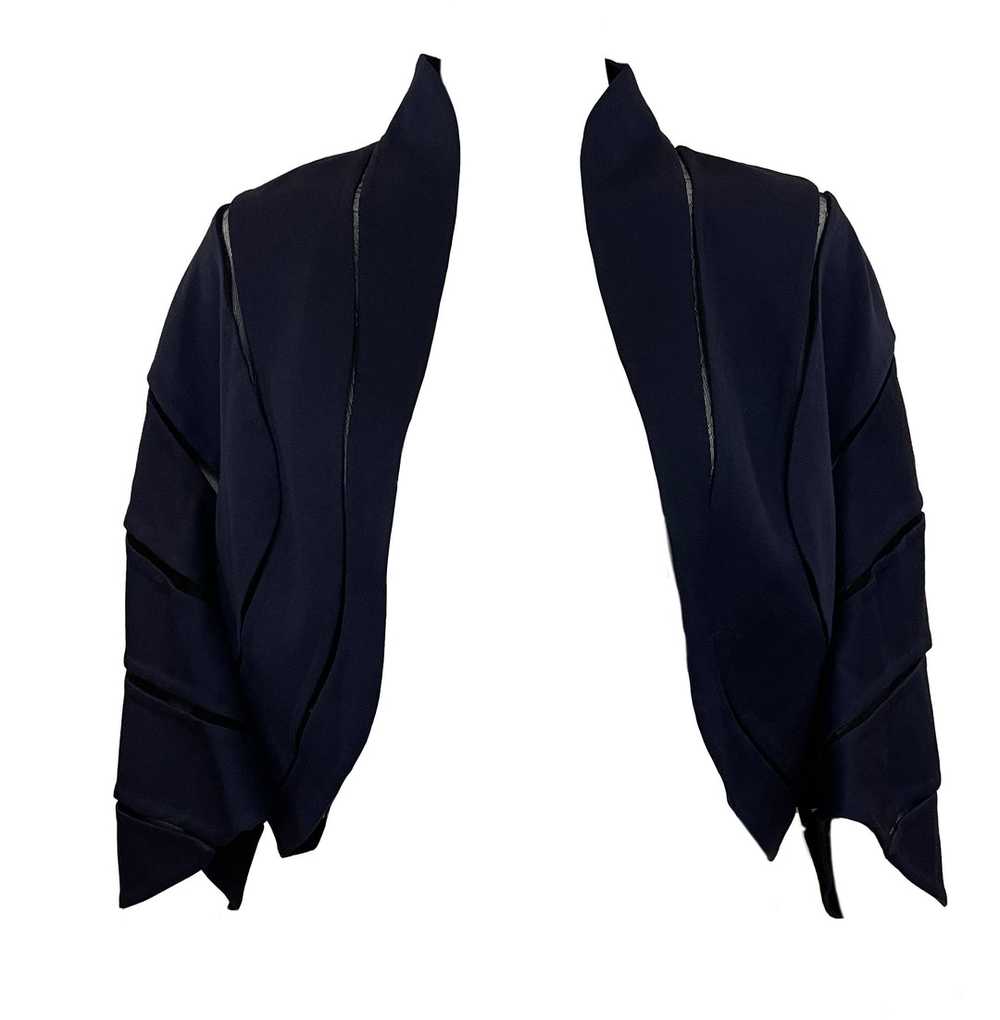 Chado Ralph Rucci Blue Wool Cropped Bolero Jacket - image 1
