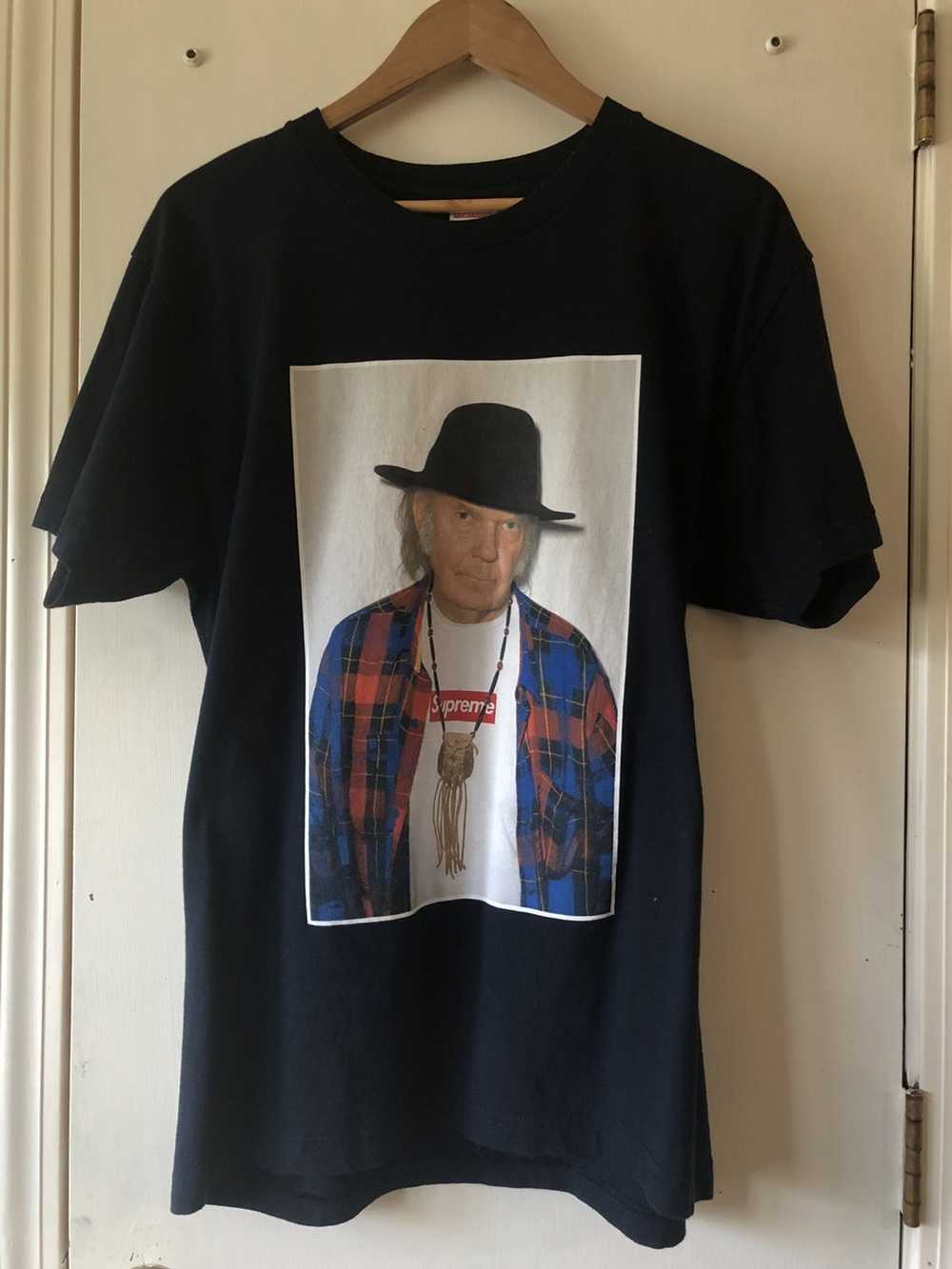 Supreme *RARE* SS15 Neil Young Face Tee L Navy - image 1