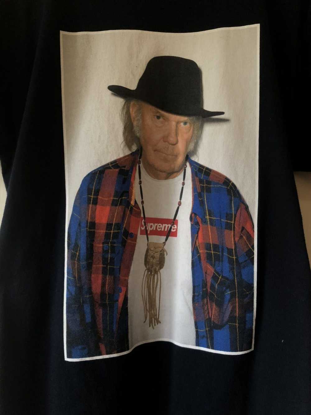 Supreme *RARE* SS15 Neil Young Face Tee L Navy - image 2