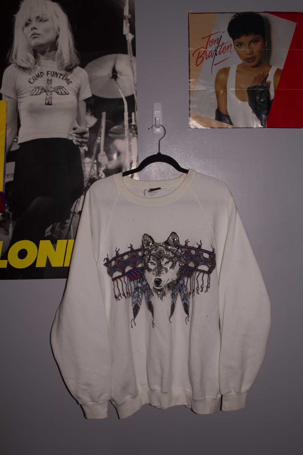 Vintage 1998 Diamond Dust Wolf Sweatshirt - image 1