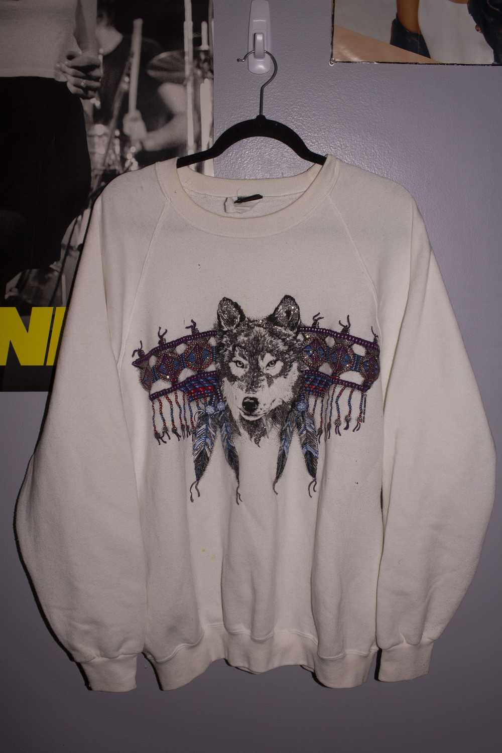 Vintage 1998 Diamond Dust Wolf Sweatshirt - image 4