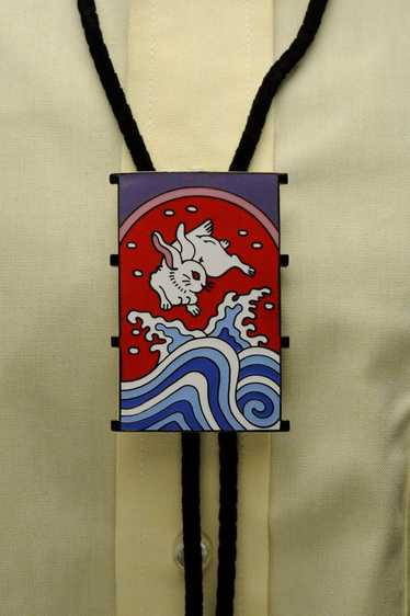 Rabbit and waves bolo string tie based on the tra… - image 1