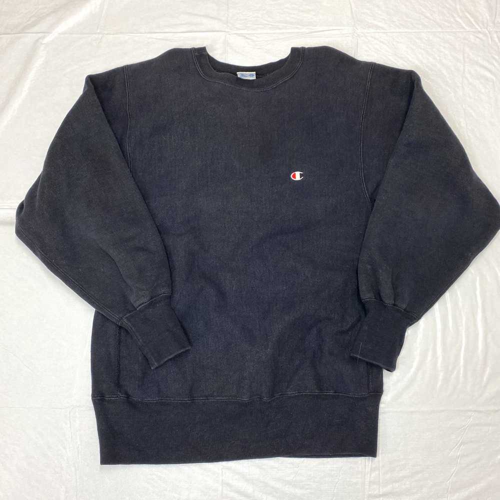 1990s black Champion reverse weave sweatshirt mad… - image 1