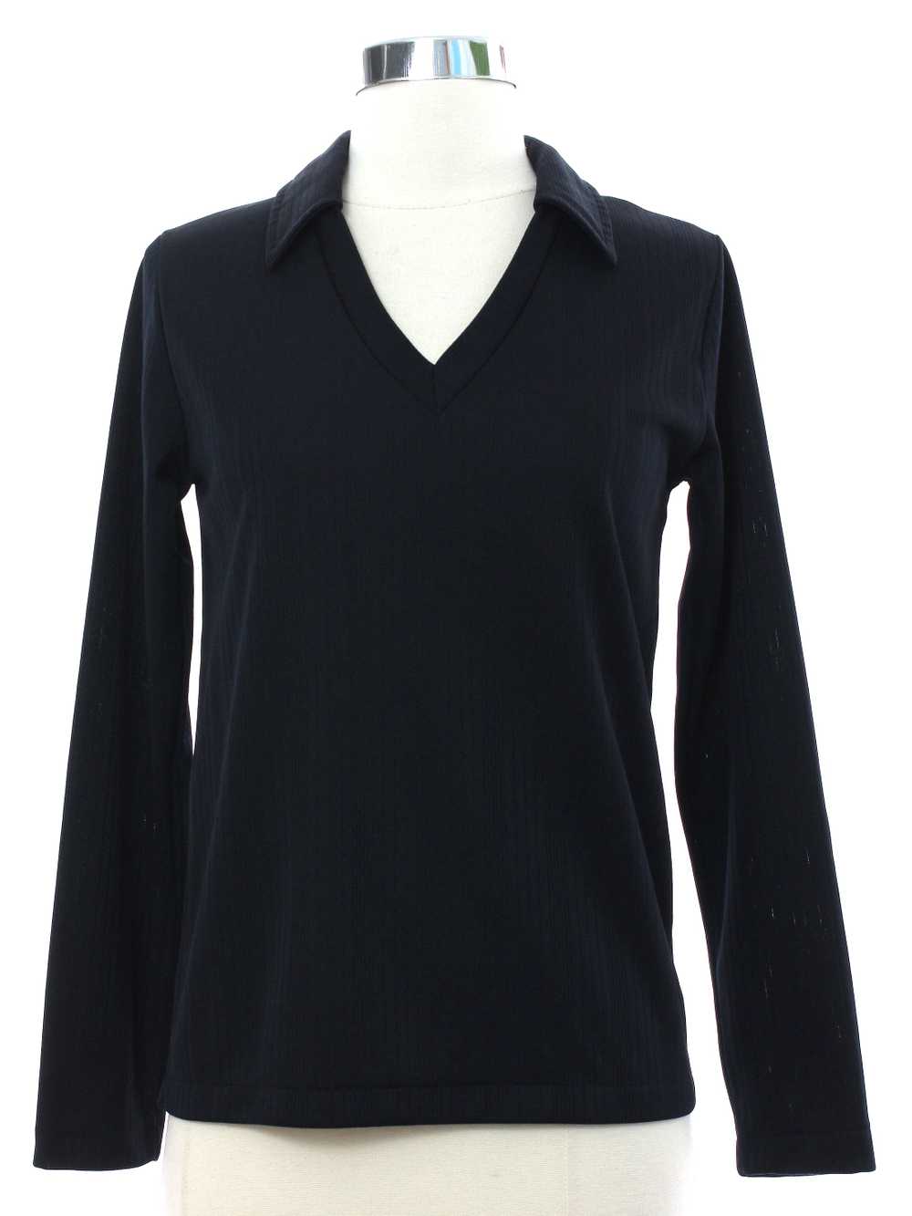 1970's Womens Black Mod Knit Shirt - image 1