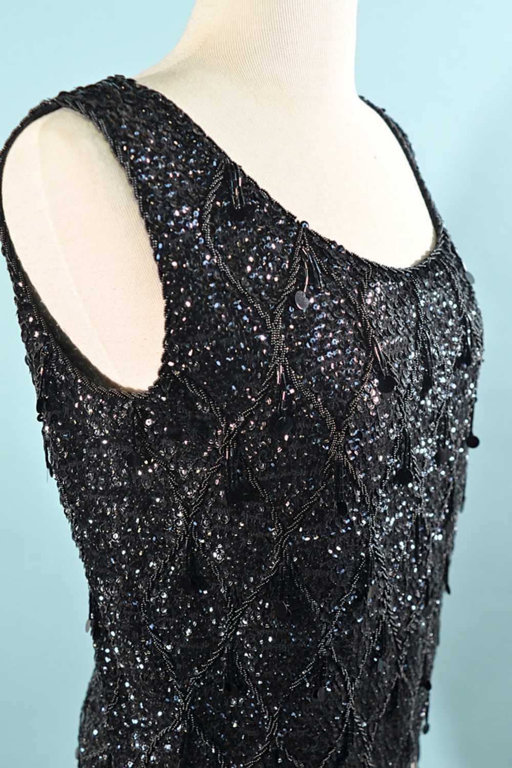 Vintage Black Sequin/Beaded Top, 60s GO GO Sparkl… - image 2