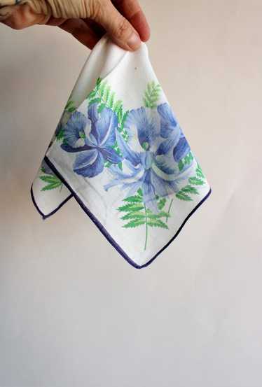 Vintage Blue Iris Handkerchief - image 1