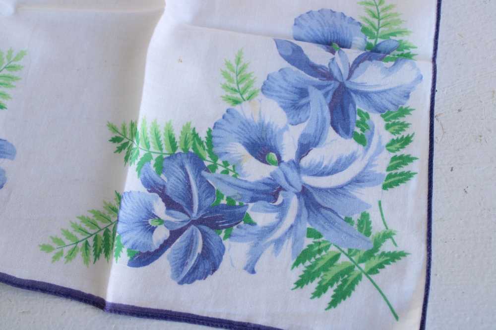 Vintage Blue Iris Handkerchief - image 4