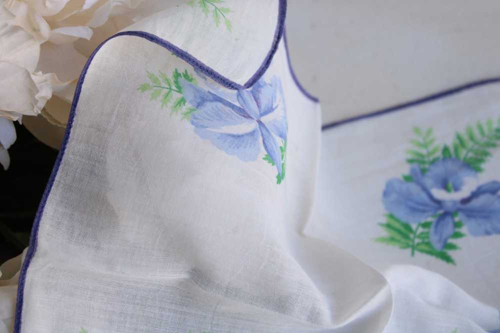 Vintage Blue Iris Handkerchief - image 5