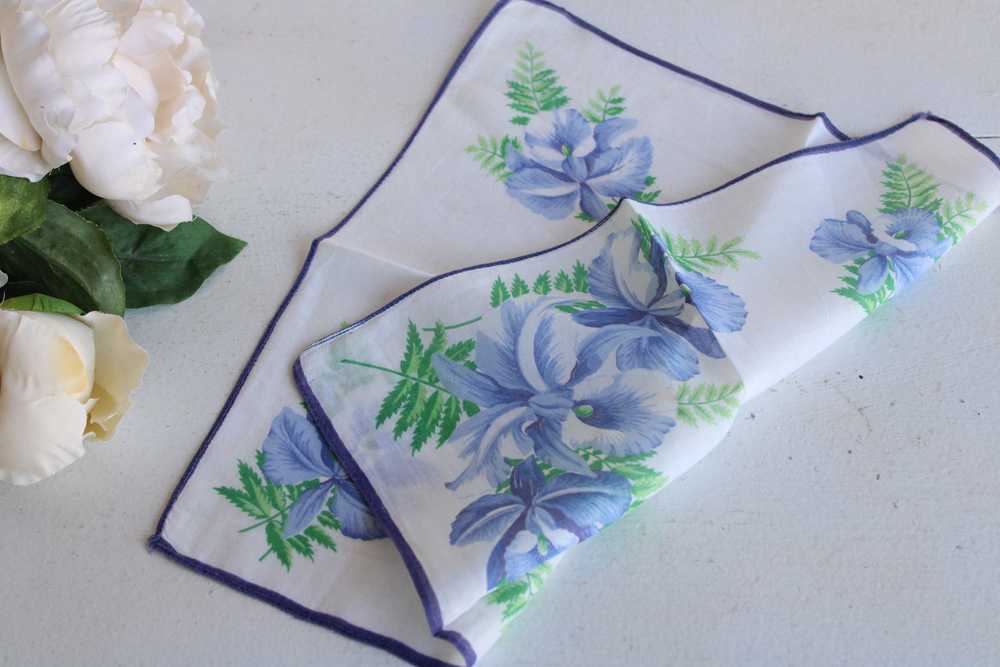 Vintage Blue Iris Handkerchief - image 7