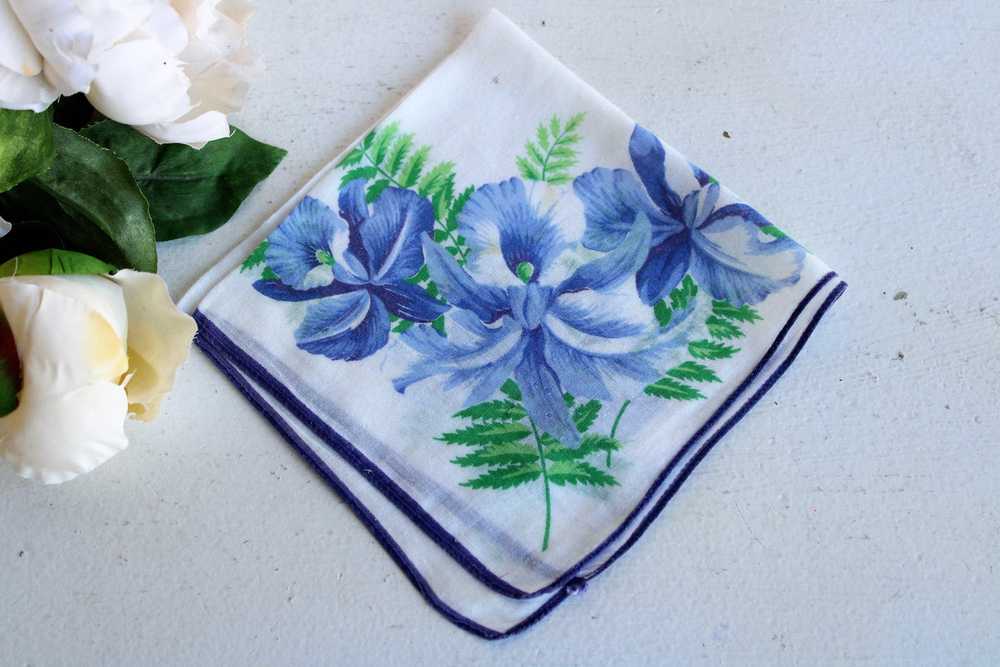 Vintage Blue Iris Handkerchief - image 8