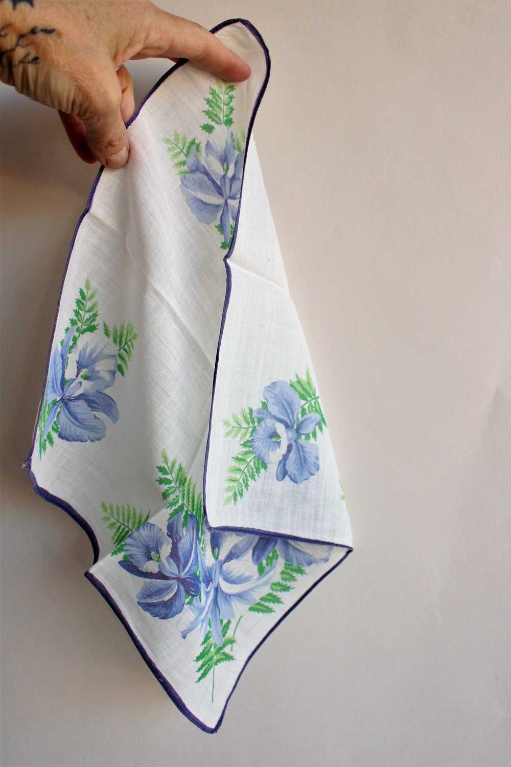 Vintage Blue Iris Handkerchief - image 9