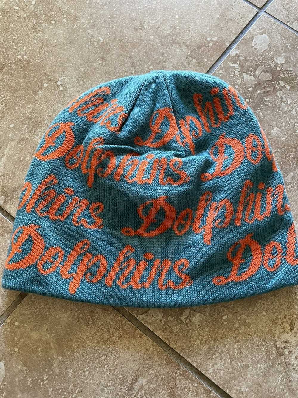 Vintage REVERSIBLE Miami Dolphins STOCKING HAT Beanie Turquoise & Black  ❤️eb2j1