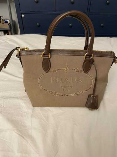 Prada Authentic Prada Logo Jacquard Shoulder Bag