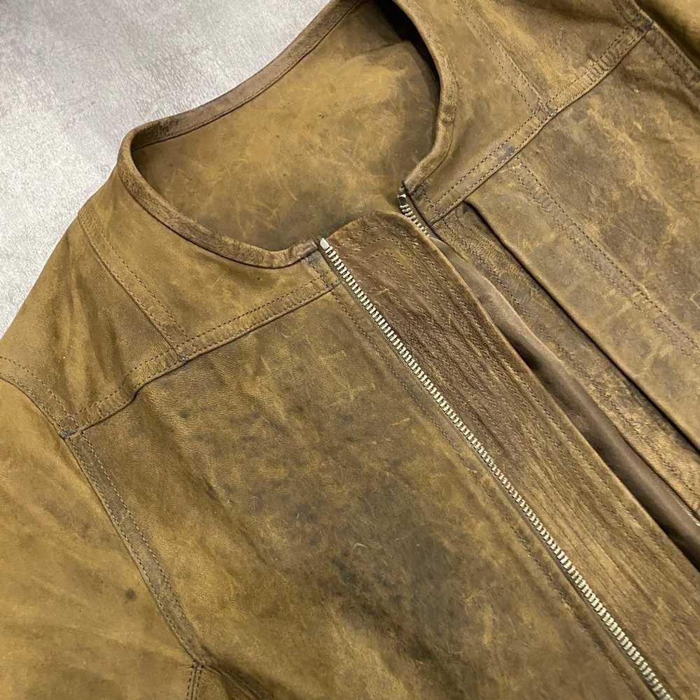 Rick Owens Plinth AW13 Brown Distressed Leather J… - image 3