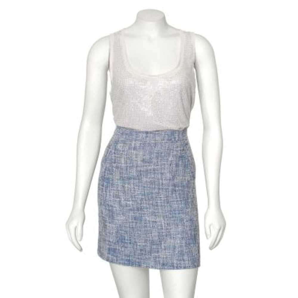 ADAM Lippes Blue & White Cotton Tweed Mini Skirt - image 1