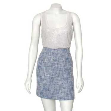 ADAM Lippes Blue & White Cotton Tweed Mini Skirt - image 1