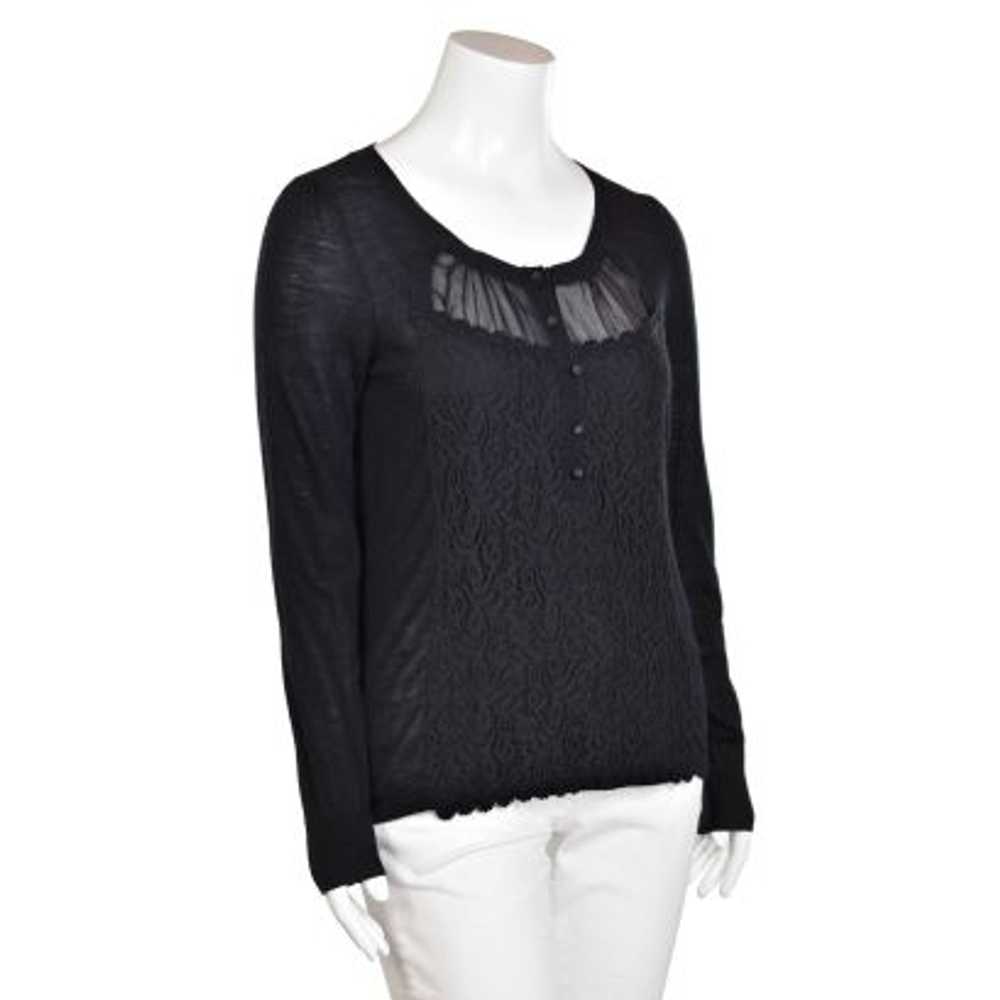 Leifsdottir Fine Black Wool Henley Sweater with S… - image 3