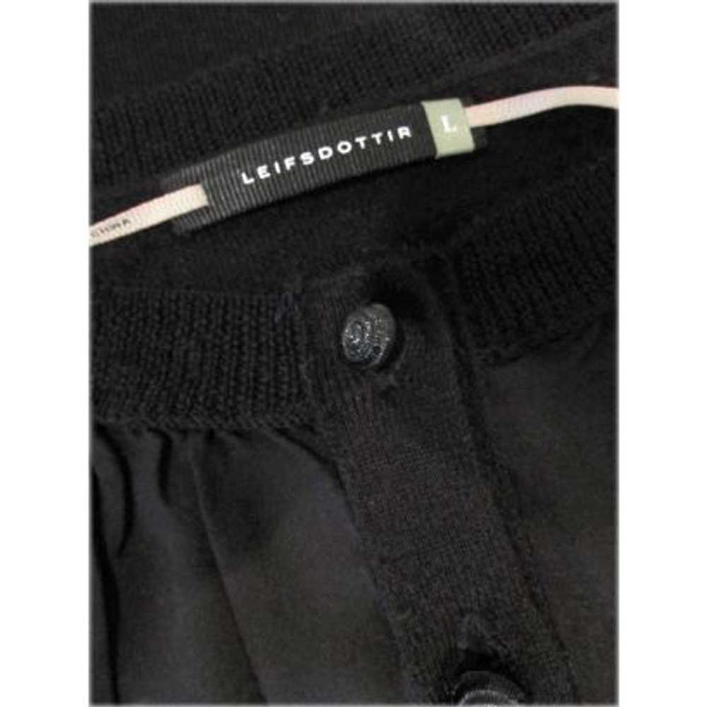 Leifsdottir Fine Black Wool Henley Sweater with S… - image 5