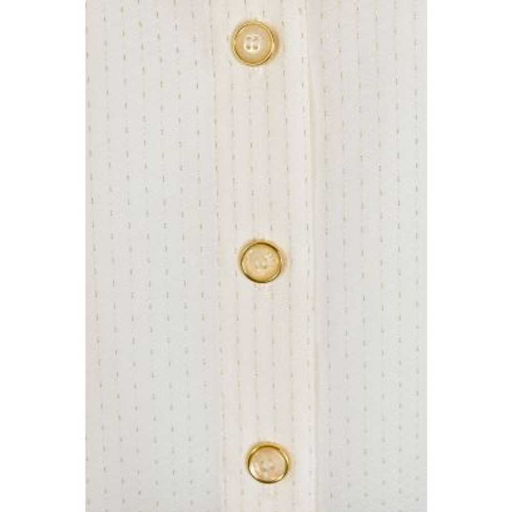 Escada White & Gold Pinstripe Cotton Blouse - image 4
