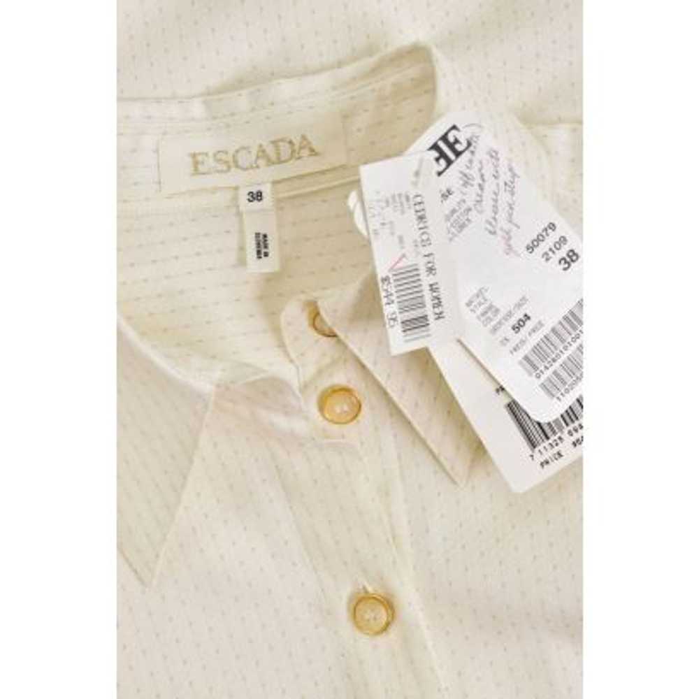 Escada White & Gold Pinstripe Cotton Blouse - image 8