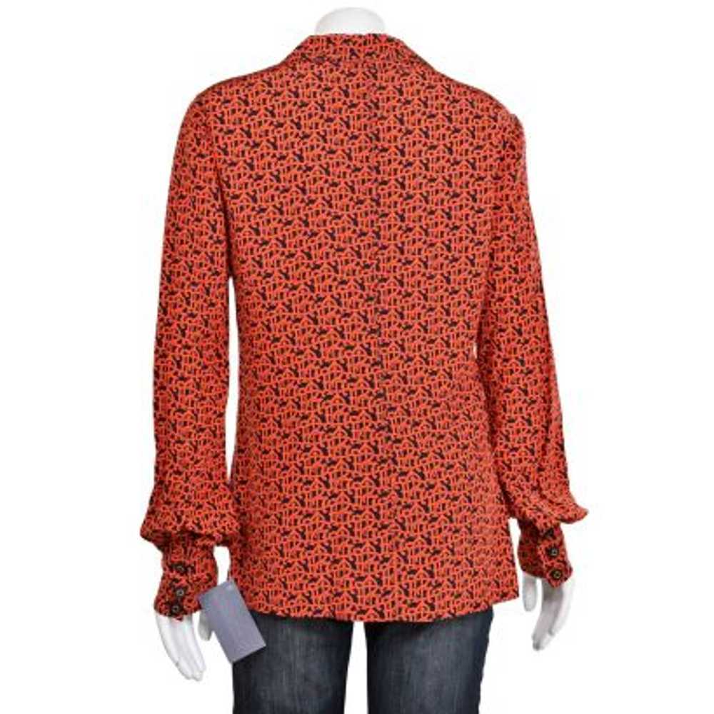 Tory Burch Red & Navy Signature Print Silk Blouse - image 5