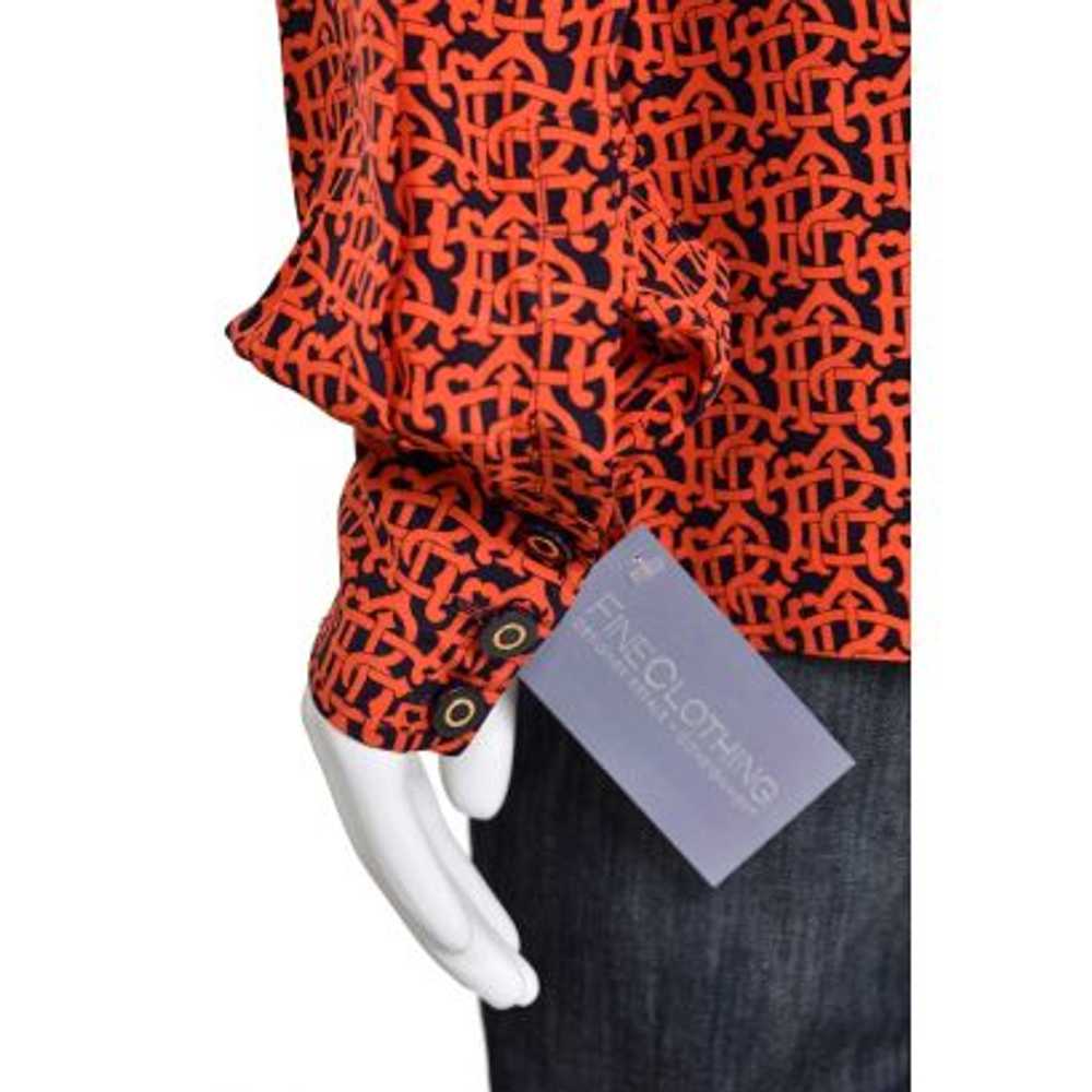 Tory Burch Red & Navy Signature Print Silk Blouse - image 6
