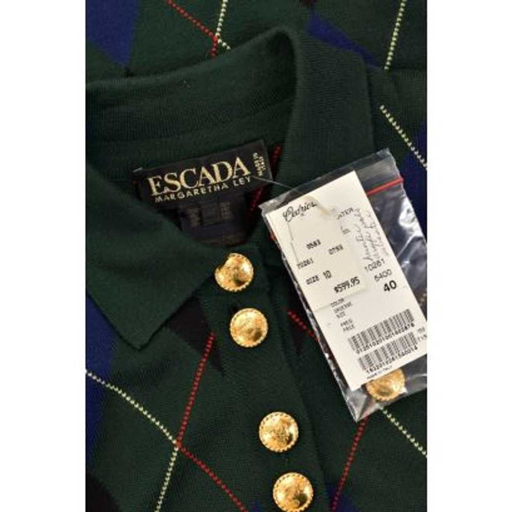 Escada Forest Green Argyle Virgin Wool Polo Sweat… - image 5