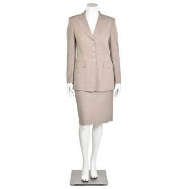 Escada 3Pc Fawn Wool Jacket, Pant & Skirt Suit - image 1