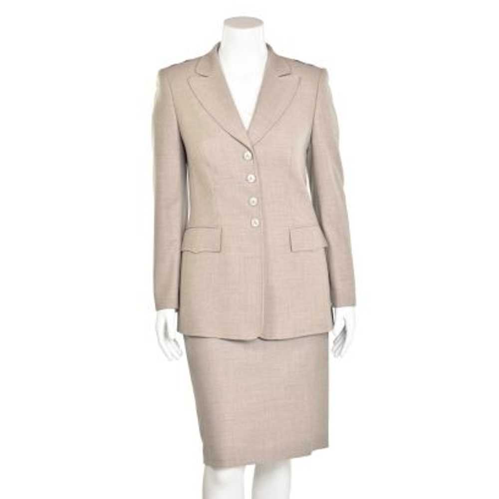 Escada 3Pc Fawn Wool Jacket, Pant & Skirt Suit - image 2
