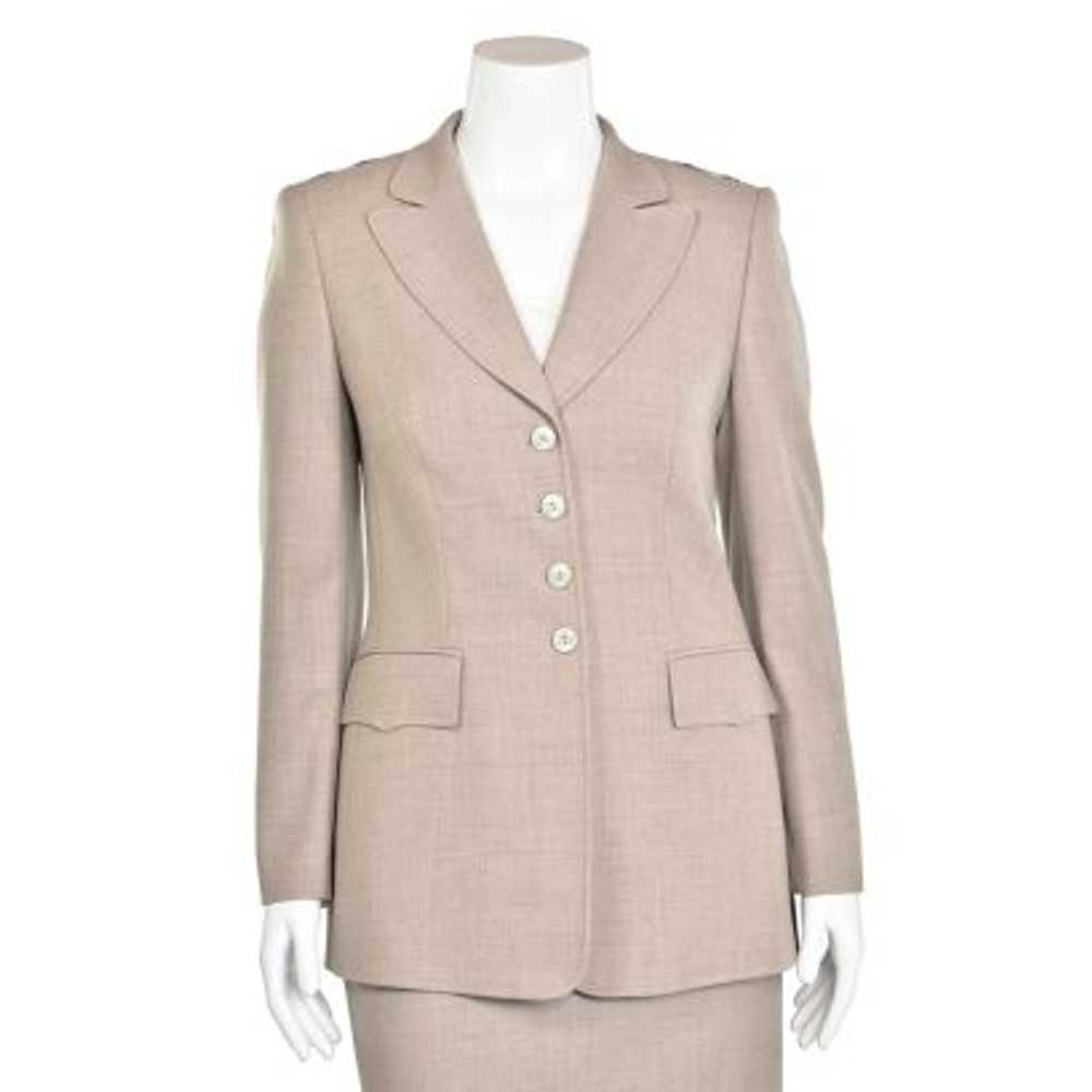 Escada 3Pc Fawn Wool Jacket, Pant & Skirt Suit - image 3