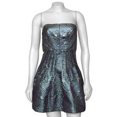 Tibi New York Teal Metallic Strapless Dress