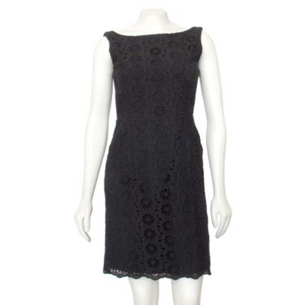 Milly Black Cotton Eyelet Sheath Dress with Pocke… - image 1