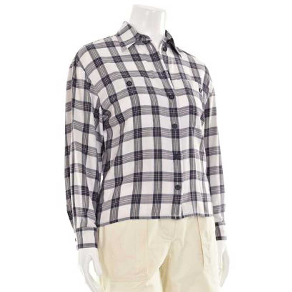 Escada Sport Cream & Navy Plaid Flannel Shirt - image 3