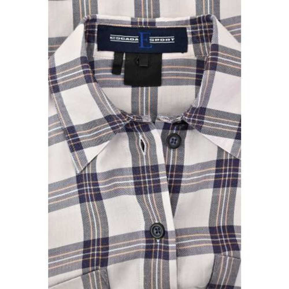 Escada Sport Cream & Navy Plaid Flannel Shirt - image 6