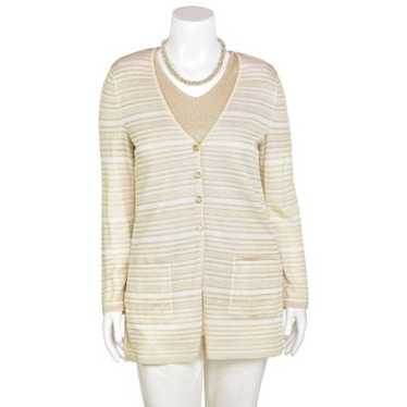 Escada Cardigan cheapest Sweater Medium Ivory Gold Button Hoodie Pockets Oversized Knit