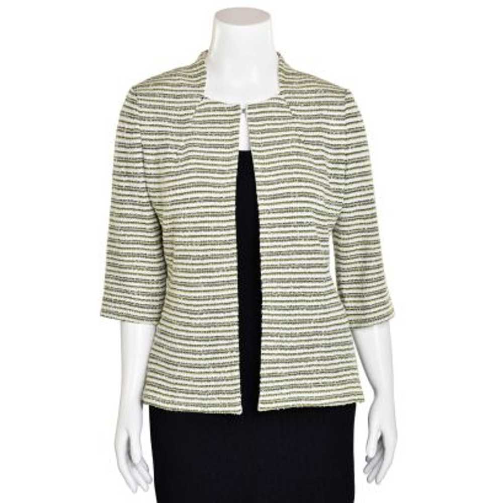 Exclusively Misook Chartreuse Striped Boulce Knit… - image 2