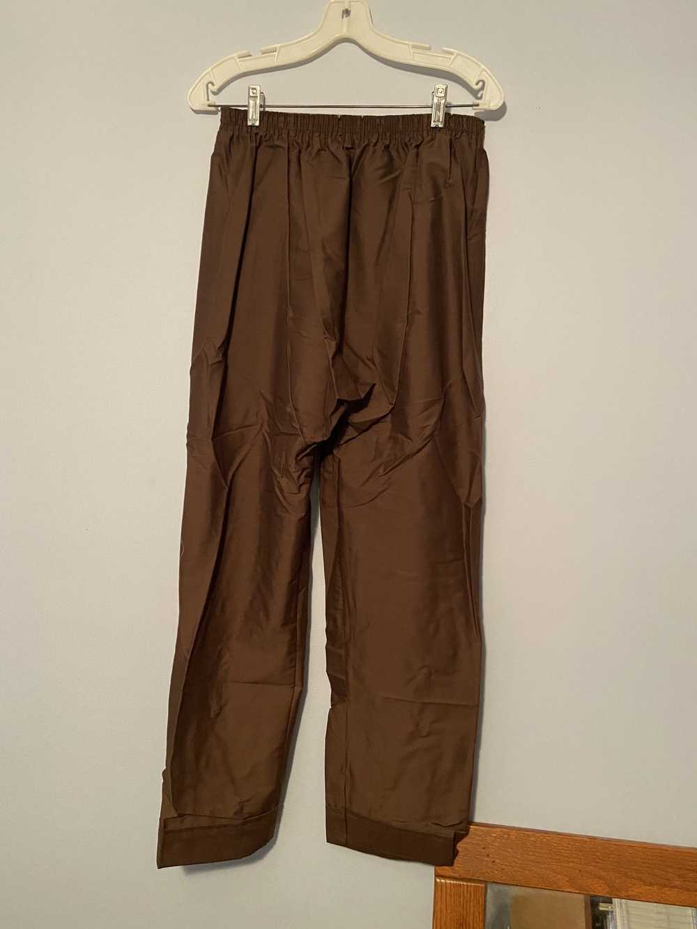 Vintage 60s Deadstock Small Pajama Set Brown Pais… - image 7