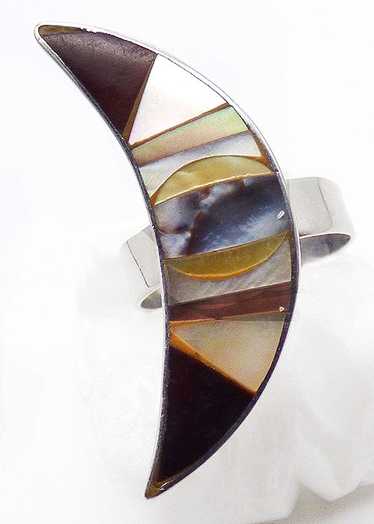Inlaid Mother-of-Pearl Crescent Ring