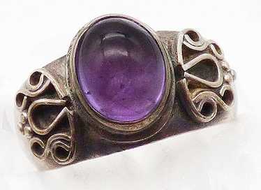 Sterling amethyst Cabochon Ring - image 1