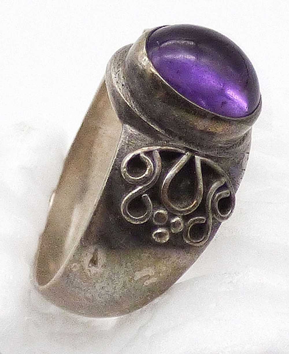 Sterling amethyst Cabochon Ring - image 2